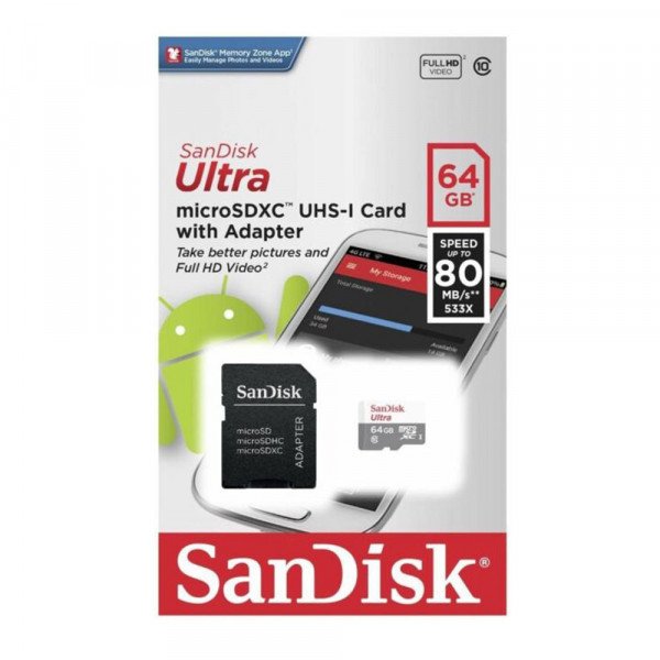 Wholesale SanDisk microSDXC Flash Memory Card with Adapter (64GB Class 10)